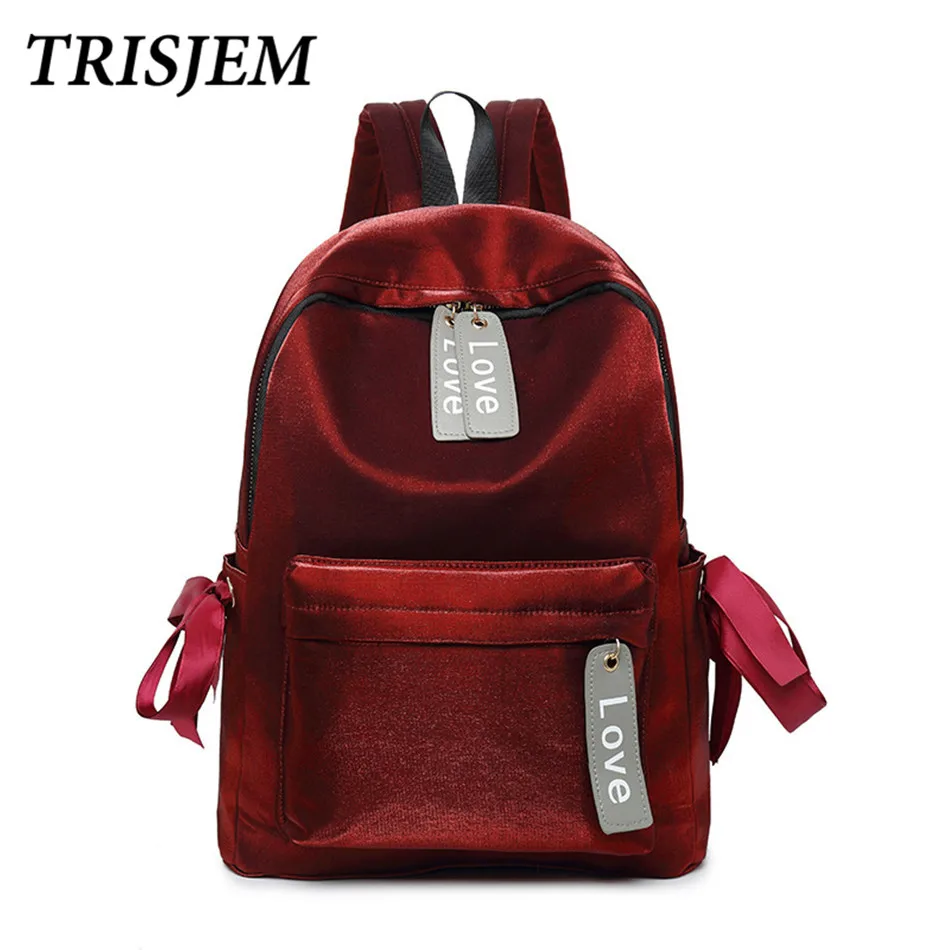 

TRISJEM Red school backpack feminine backpack for girls velour backpack sac a dos school bags for girls love Rucksack rugzak
