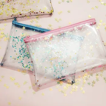 

Glitter Star leather pen case fabric pencil bag etui a crayons cuir pencil pouch stifte tasche pencil case school bag plum 05002