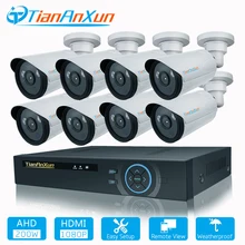 TIANANXUN система безопасности камеры 8ch CCTV системы 8 шт. 1080P CCTV камера 2.0MP камера наблюдения комплект 8ch DVR HDMI видеовыход
