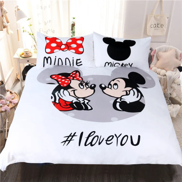 Minnie Mouse Bedding Set cartoon kids' bedclothes covers 3/4 pcs Twin full queen 