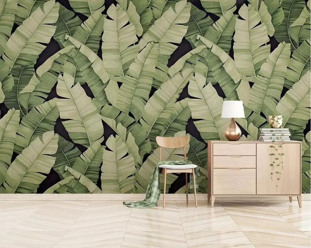 Beibehang пользовательские Обои фреска фото скандинавском стиле простой небольшой свежий тропический лес банановый лист гостиная спальня стены - Цвет: 17055348