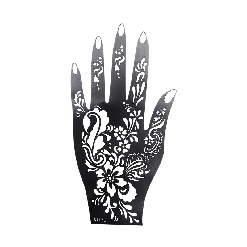 

1Pcs Henna Hand Stencil Flower Glitter Airbrush Mehndi Henna Large For Hand Beauty Depicting Carved Carvings (S117L)