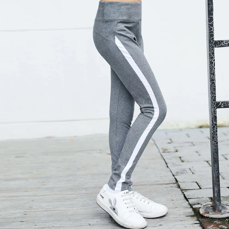 

High Waist Elastic Side White Strip Patchwork Girls Mon Family Children Running Pants Body Build Teenager Sports Pants Leggings