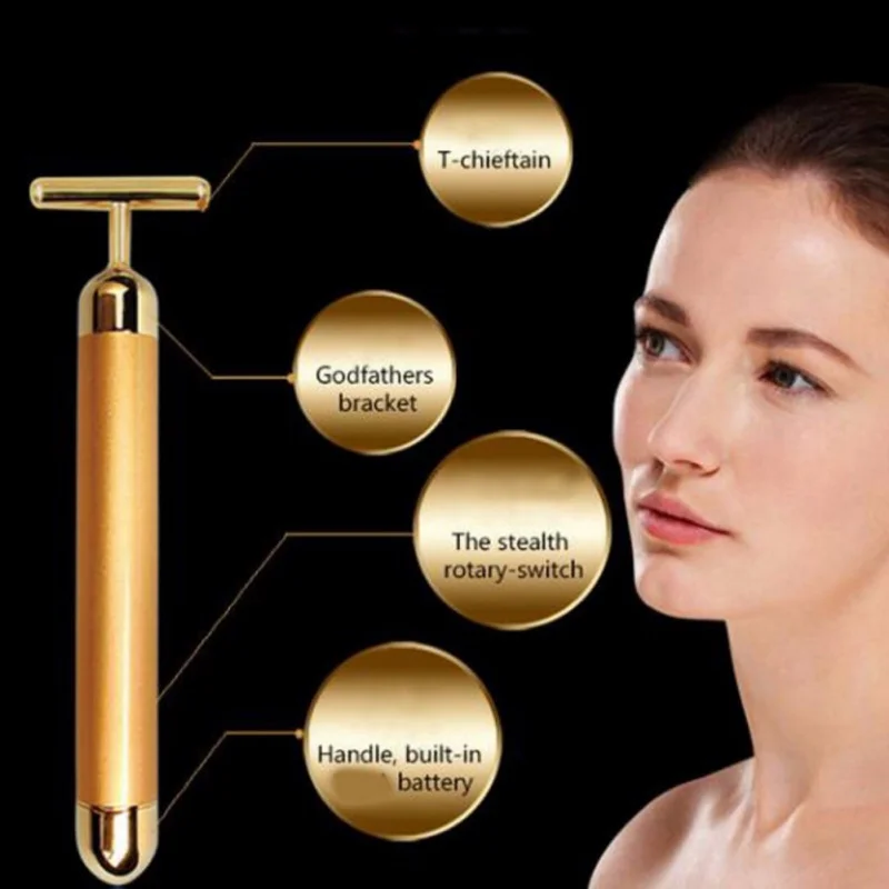

Gold Slimming Vibration Face Roller Lift Tightening Wrinkle Face Massager Face Beauty Skin Care Tool