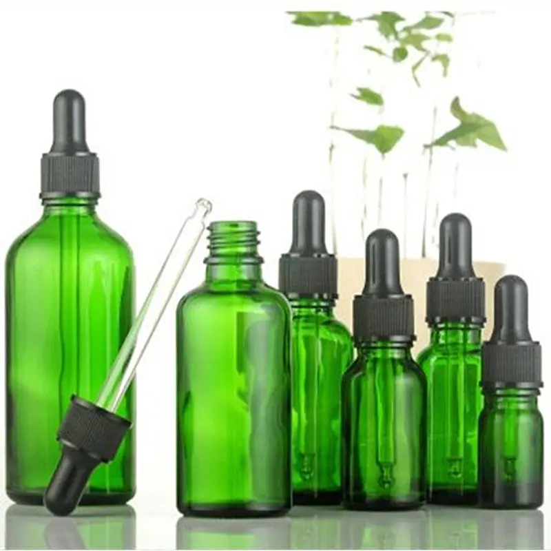 

20PC 5ml-100ml 30ml Green Glass Liquid Reagent Pipette Bottle Eye Dropper Drop Aromatherapy Empty Essential Oil Bottle With Hose