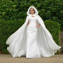 Пол Длина Для женщин белый/слоновая кость искусственная меховая отделка зимняя Рождественская Свадебная накидка Потрясающие Свадебные накидки с капюшоном Длинные вечерние меховая накидка