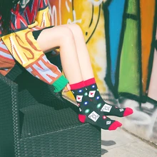 1 пара MenWomen модные нескользящих носочков Повседневное из чесаного хлопка, Дышащие Носки с рисунком животных цветок Творческий Смешные забавные носки Высокое качество