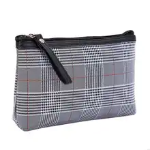 Multifunction Travel Cosmetic Bag For Women And Men Plaid Makup Clutch Zipper Bag Storage Fold Toiletries Kit Organizer Case