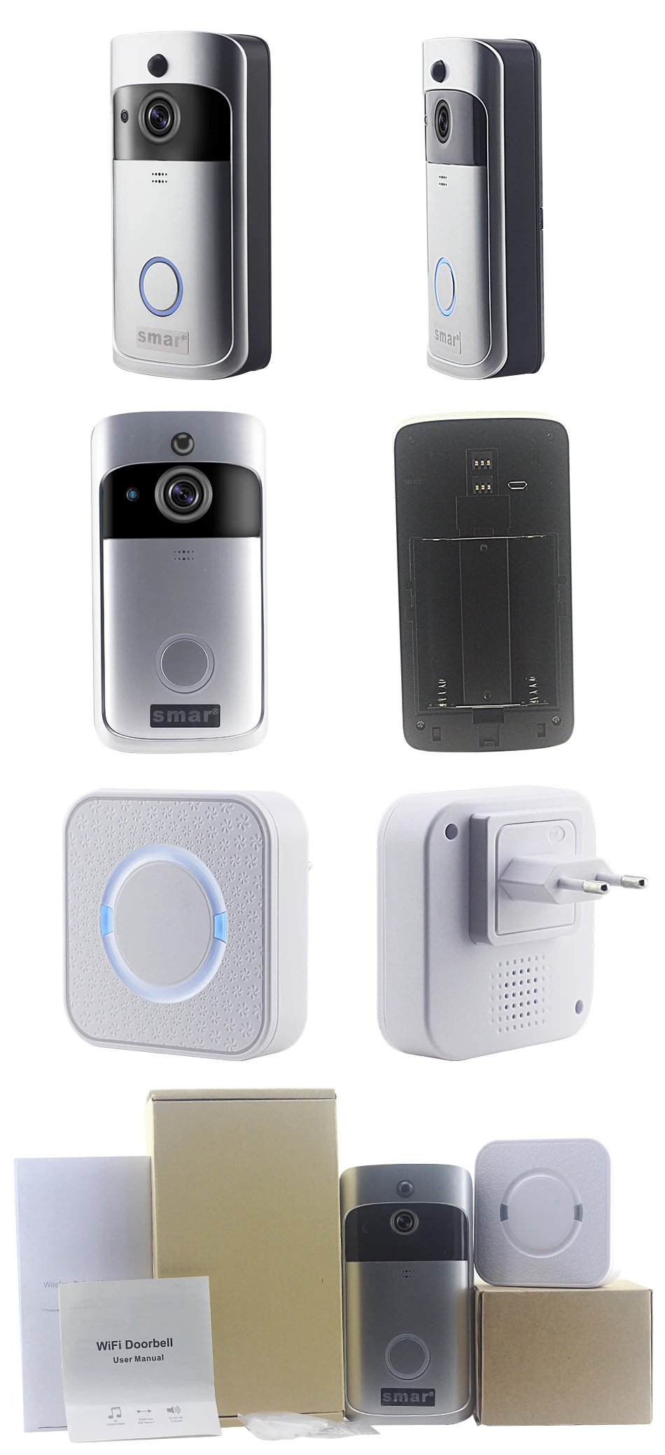 Smar 720P Wifi Battery Doorbell Intercom Camera Infrared Night Vision Home Wireless IP Camera PIR Alarm With 8GB SD Card (9)