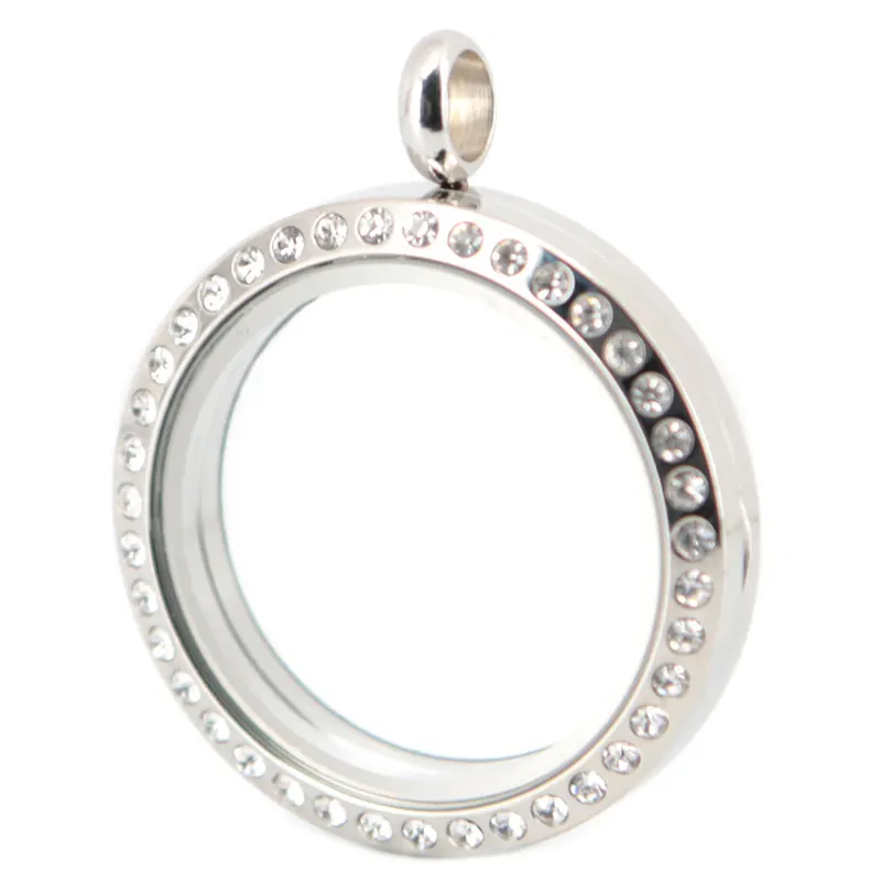 Высокое качество 30 мм круглый магнит кристалл 316 нержавеющая сталь память живой стеклянный медальон, стеклянный медальон для женщин Плавающий Шарм