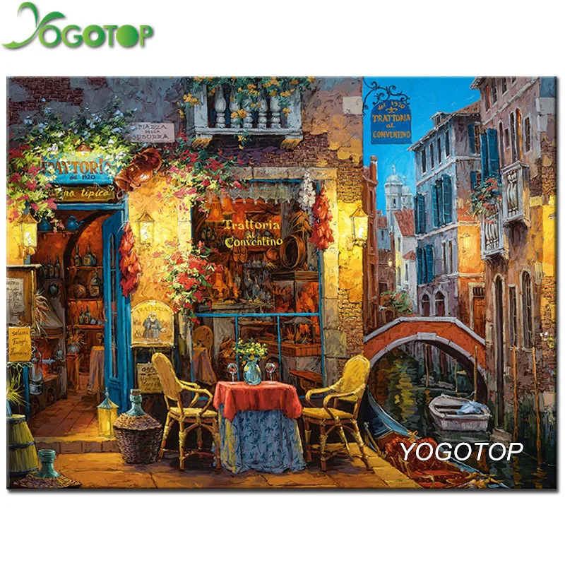 

YOGOTOP DIY Diamond Embroidery bar landscape Square Pattern Rhinestone Sets 5D Diamond Painting Cross Stitch Home Decor CV454