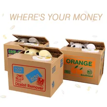 SIBAOLU Plastic Cat Money Box Cartoon Automatic Stealing Coins Kitten Piggy Bank Coin Box Robotic Saving Money Birthday Gift abwe best sale stealing steal coins mouse gift coins funny box useless box