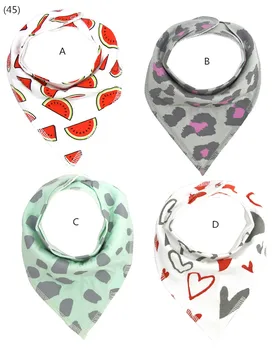 

Watermelon + Heart shap print / Bandana Bibs princess girl / 4pcs/set