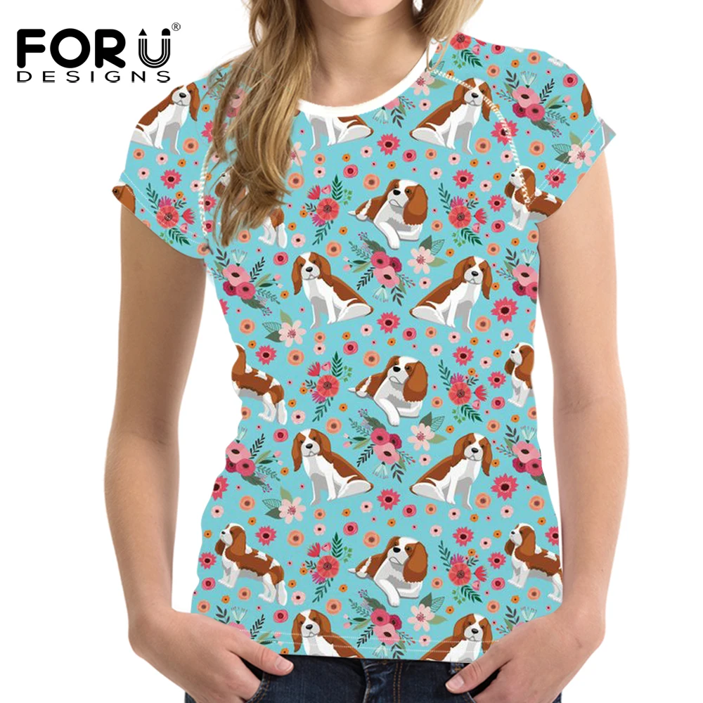 Forudesigns/женская одежда футболка женские летние футболки с коротким рукавом 3D Кинг чарльз спаниель собака печать футболки топы tumblr
