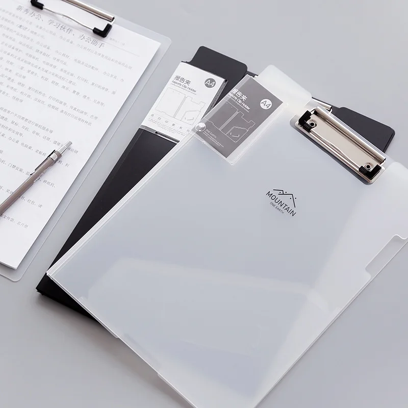 

hot sale office file folders stationery office document holder a4 simple translucent metal clip pp writing board