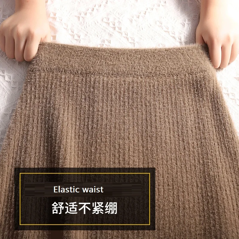 Hiver Tricot Noir Kaki Automne Femmes Jupes ligne A mollet Velours Mi Jupe Noir De Nouveau Femelle 2019 Côtelé Chaud En khaki Mode Fille wnpRqIgRx