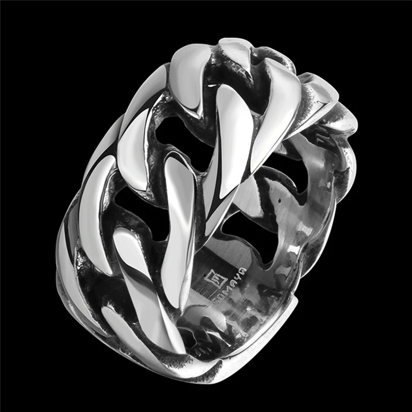 316L нержавеющая сталь с веревкой панк мужское кольцо большого размера Ретро Винтаж Байкер большие антикварные мужские кольца для мужчин рок мужские ювелирные изделия
