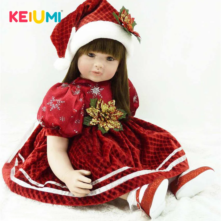 

Collectible 22 Inch 56 cm Reborn Toy Soft Silicone Vinyl Real Newborn Doll For Girl Cloth Body Kids Birthday Gifts