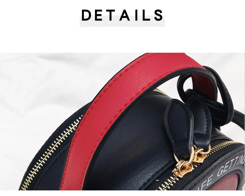 Rabbit Printing Bag Ladies Sweet Round Crossbody Bags Women Leahter Circle Handbags Girl Alice's Mini Black Blue Messenger Purse (8)