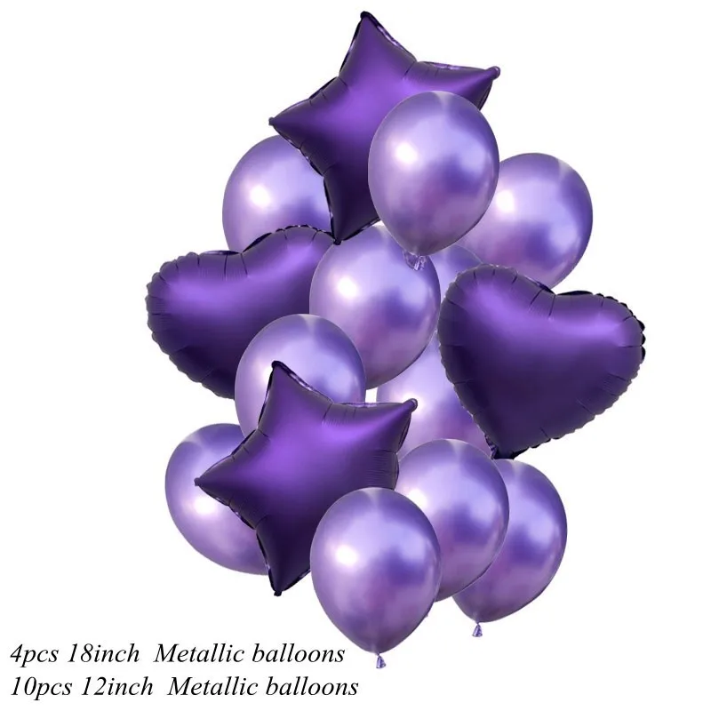 14 шт. 12/18 дюймов металлический цветной конфетти воздушные шары с днем рождения Воздушные гелиевые шары декорация, свадьбы, праздника, вечерние поставки - Цвет: purple