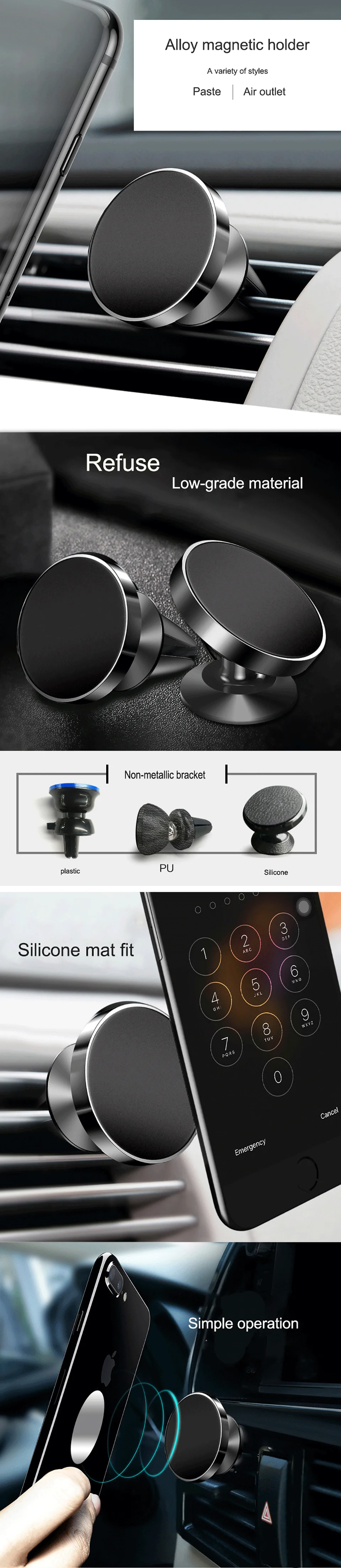 Universal Magnetic Car Phone Holder Air Vent Clip phone Stand in Car for iPhone X 8 7 6 for Samsung Huawei xiaomi Support GPS