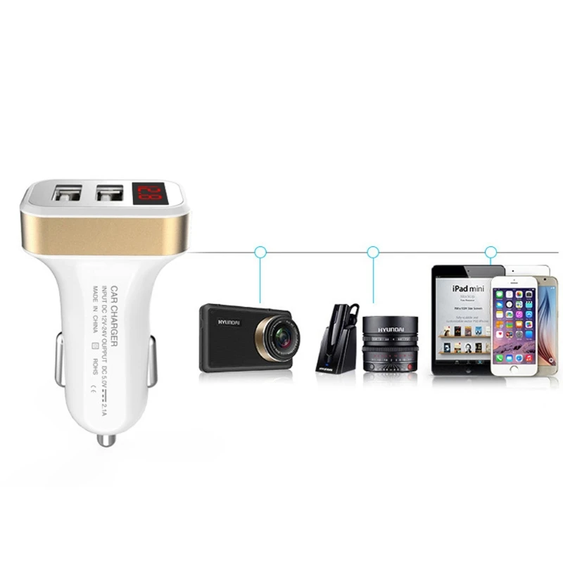 

2.1A Dual USB Digital LED Voltage Current Display Car Charger Adapter For Phone dropshipping