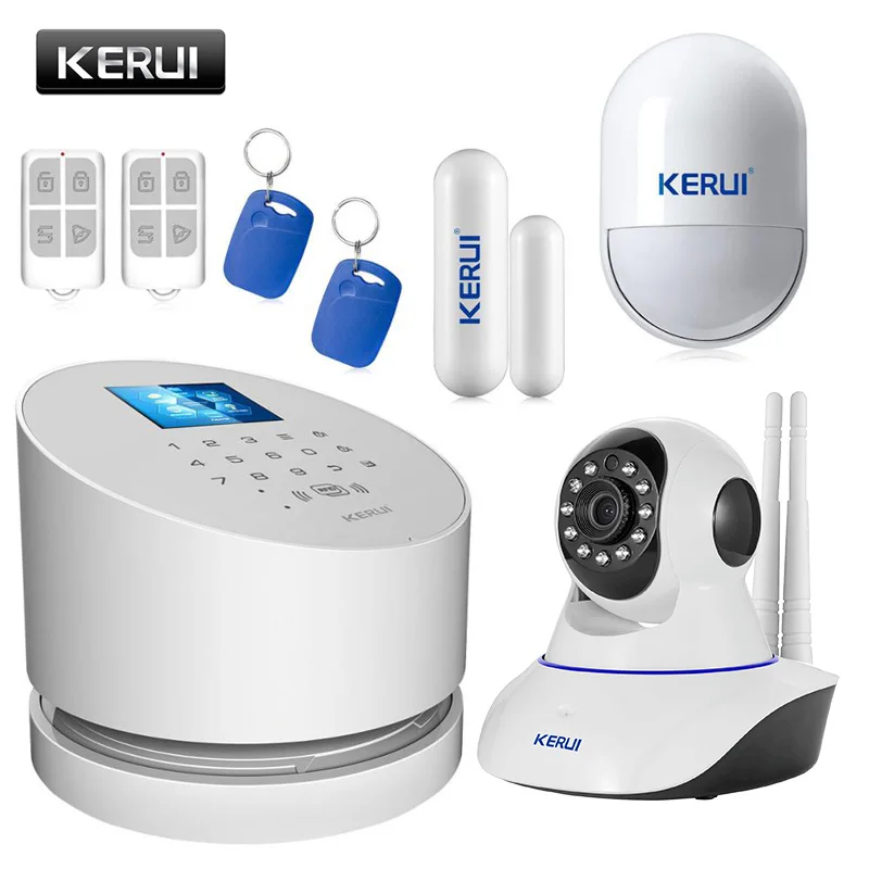 New KERUI TFT color LCD Display WiFi GSM PSTN Home Office Security Alarm System ios android remote control with wifi ip camera