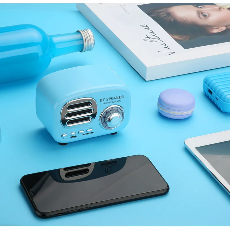 Ретро маленький Bluetooth динамик радио беспроводная TF карта телефон зарядная