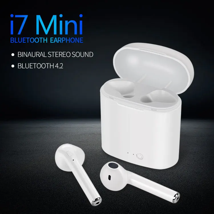 

i7tws Mini Bluetooth Double ear Earbuds i7 TWS Wireless with mic For IOS Android Phone With Charging box