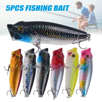 

Newly 5Pcs 8cm/15g Fishing Lures Water Surface Popper Bait Bionic Fishing Bait Tackles 19ing