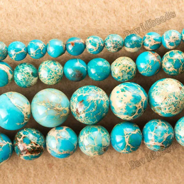 

Free Shipping Natural Stone Lake Blue Sea Sediment Imperial Jaspers Round Loose Beads 6 8 10 12MM Pick Size For Jewelry
