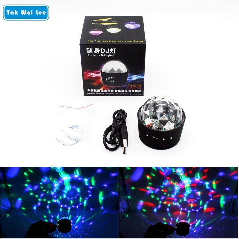 

Tak Wai Lee LED Car DJ Light Source Music Control Strobe Flash RGB USB Power Display Carry Around Home KTV Party Stage Rotating