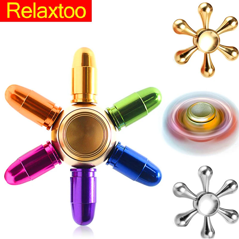 Rainbow Bullet Fidget Spinner Hand Metal Figet Spinners Tri Spiner Anti Stress Speaker Skinner Toys for Kid Children kids Adult