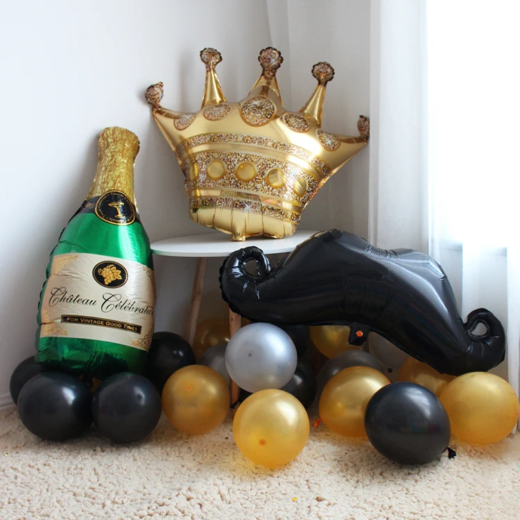 32 дюйма с буквенным принтом с принтом «шары с днем рождения» бокал для шампанского, объем бутылки воздушные шары для свадьбы Юбилей воздушный шар из фольги для вечеринок торт ко дню рождения