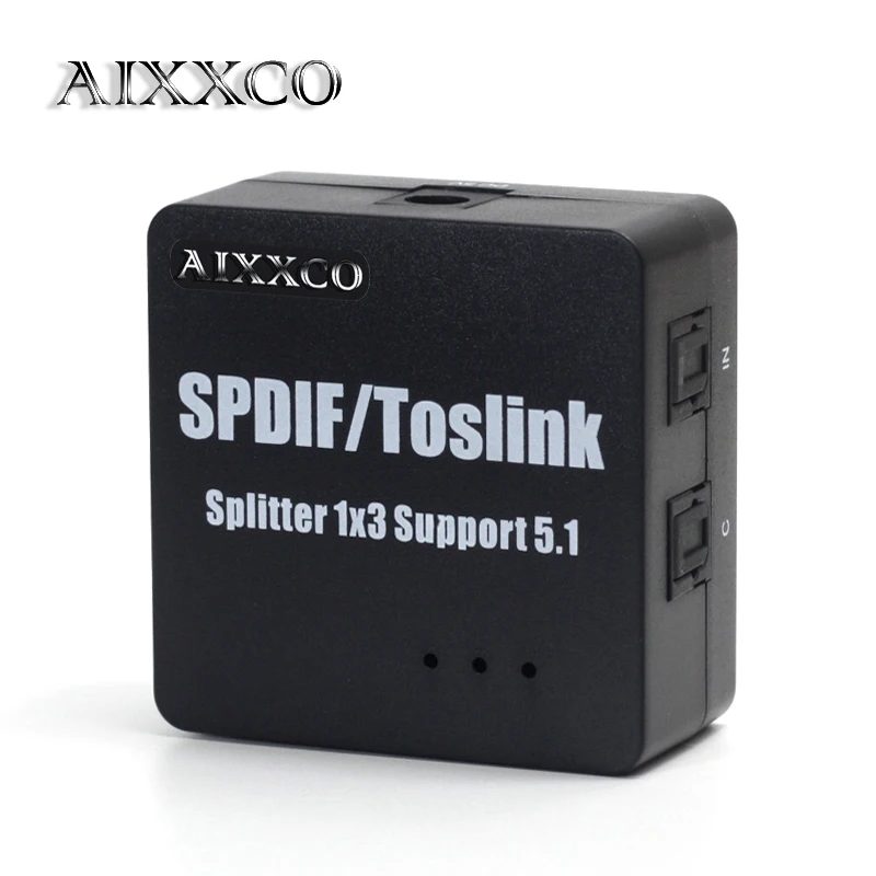 

AIXXCO Mini SPDIF/Toslink Digital Optical Audio 1x3 Splitter Converter Support Support 5.1 Audio LPCM2.0/DTS for Amplifier