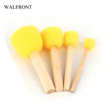Walfront 4 шт./лот трафарет Губка пены Расчёски для волос желтый деревянной ручкой Мебель Книги по искусству ремесла живопись инструмент Поставки Ассорти Кисточки