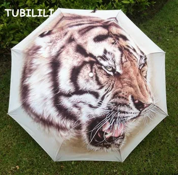

Oil Painting Umbrella Drawing Sunshade Brand Art Tiger Umbrella UV Protection Wind Resistant Quality Blue Umbrella Schirm