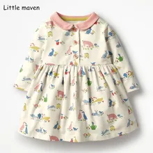 Little maven/ г. Новое Брендовое осеннее детское платье одежда для маленьких девочек хлопковый с принтом животного, платья для девочек, S0388