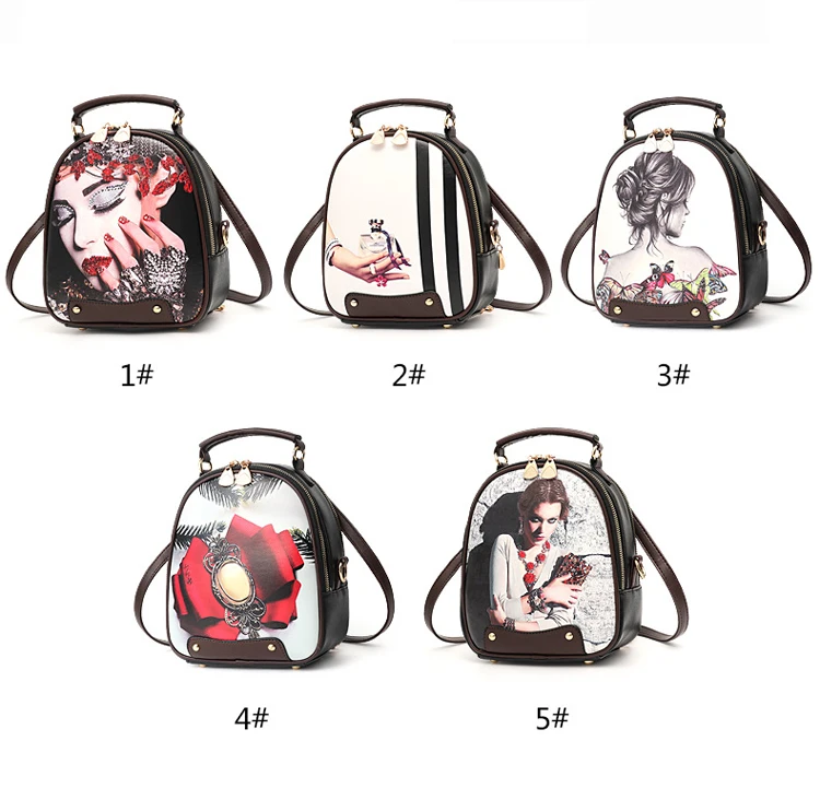 REPRCLA, многофункциональный женский рюкзак, модная сумка на плечо, цветная печать, из искусственной кожи, женские маленькие рюкзаки, высокое качество