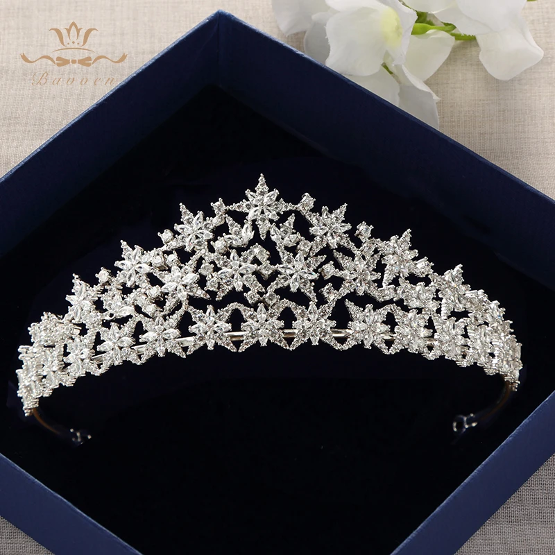 

Bavoen European Royal Bridal Hairbands Crystal Brides Hair Accessories Sparkling Zircon Wedding Tiaras Crowns Prom Hair Jewelry