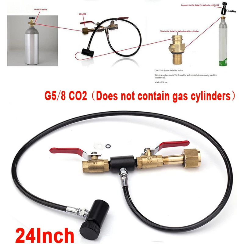 

CO2 Cylinder Refill Adapter With Hose For SodaStream Bottle Soda Maker Connector