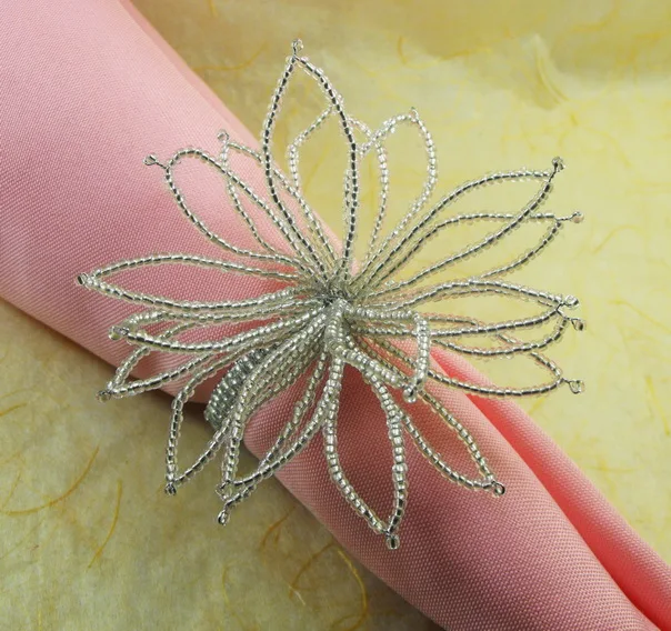 glass beaded flower napkin ring, wholesale wedding bead napkin holder