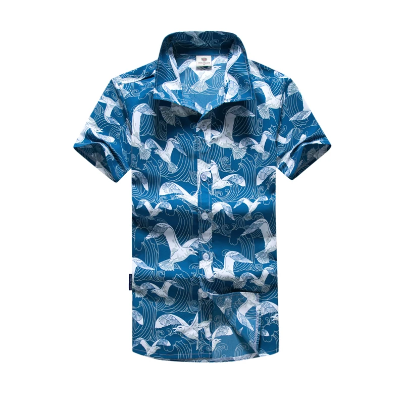 Гавайская рубашка Для мужчин модные Быстросохнущий дышащий Пляжные рубашки короткий рукав Повседневное Печать Новый 2017 Мужской Совета