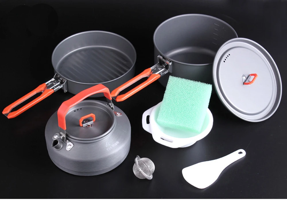 Походная посуда для походов, алюминиевая кухонная посуда из сплава, походная миска для пикника, набор кастрюль для 3-5 человек, инструменты для приготовления пищи HC13