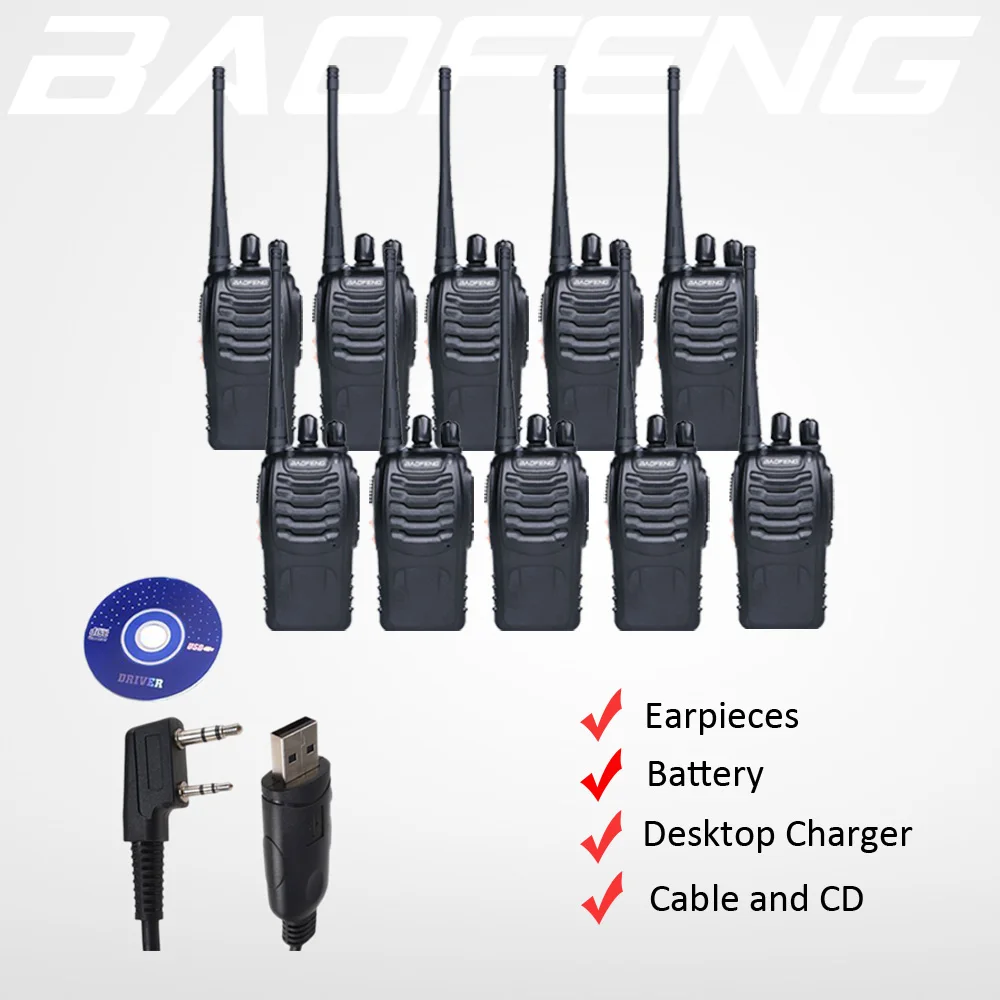10 шт./лот Baofeng 888 S Walkie Talkie BF-888S Двухстороннее Хэм FM радио Ручной UHF 400-470 мГц 16CH CB