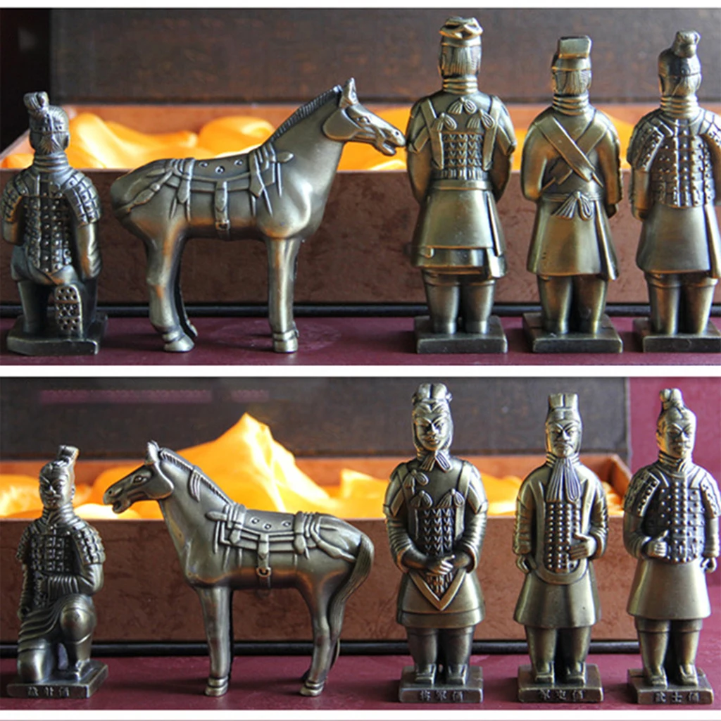 5Pcs/Pack 8cm Terracotta Army Qin Chinese Terra Cotta Warriors General Figures Handicrafts Statues Artwork Ornament Best Gift