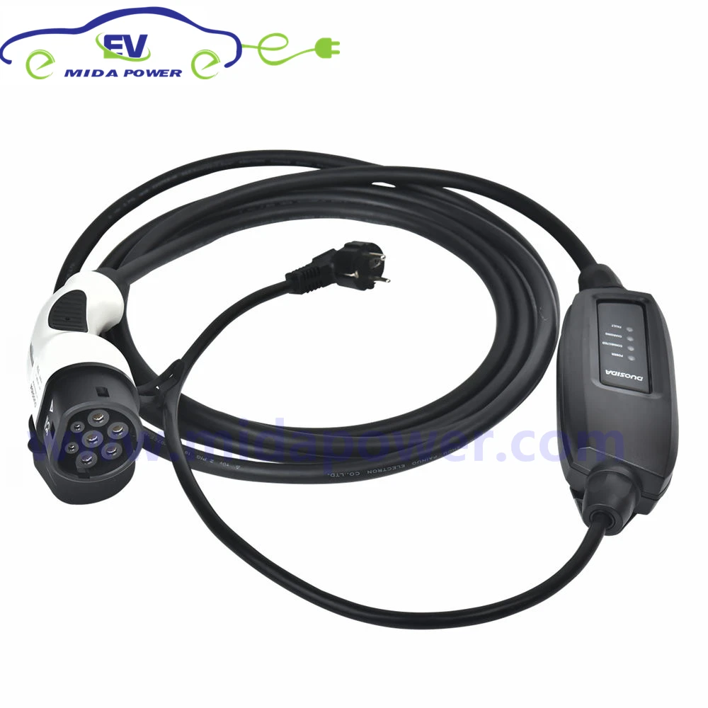 

6 M/10Meter 16AMP Mode 2 EV Charging Cable EU Schuko AC Type 2 Female Mennekes EVSE Connector for EV Car Charger Socket