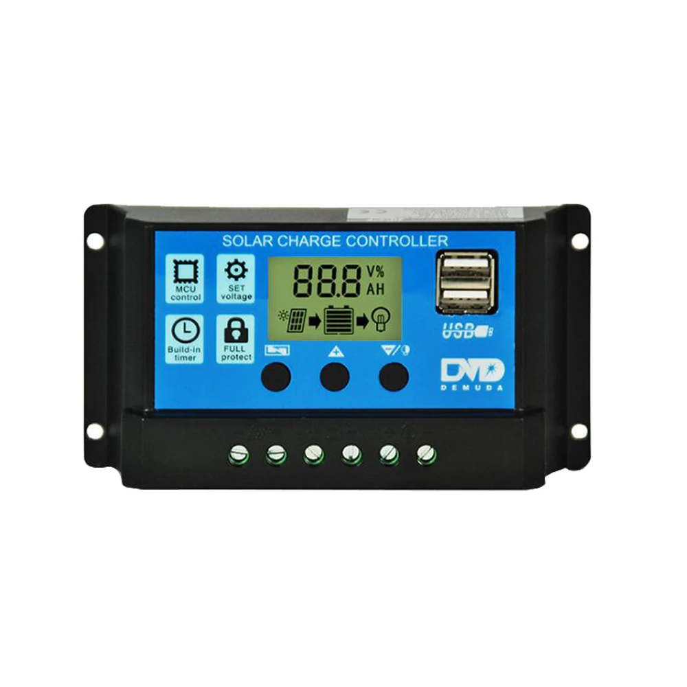 

PWM 10/20/30A Dual USB Solar Panel Battery Regulator Charge Controller 12/24V LCD Solar Controllers