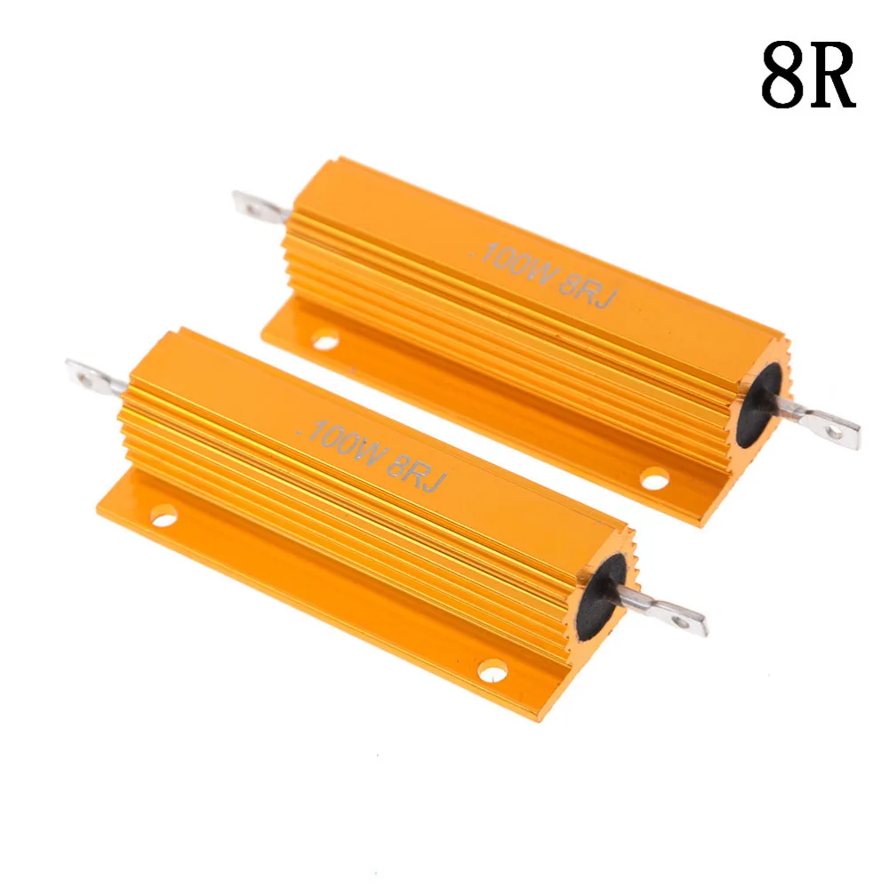 

Hot Sale 2pcs/lot 8R 8Ohm 100W Watt Power Metal Shell Aluminium Gold Resistor 8R