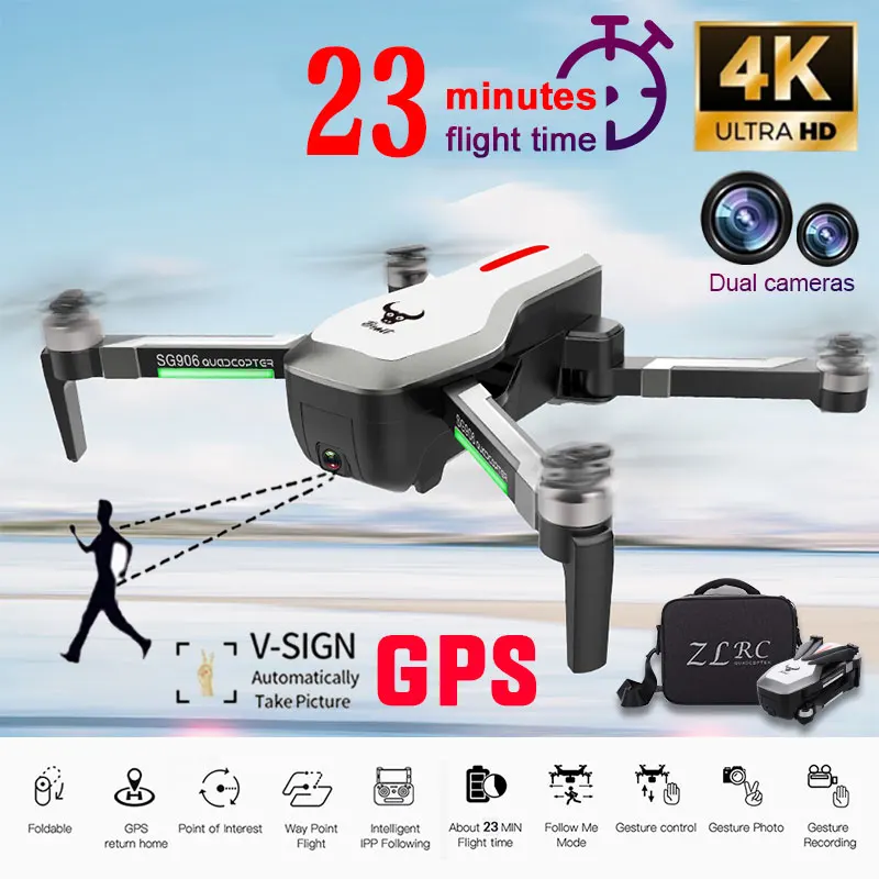 SG906 drone GPS 5G WIFI FPV HD 4 K Cámara drone sin escobillas autofoto Drone plegable RC drones helicóptero gratis bolsa de regalo quadcopter